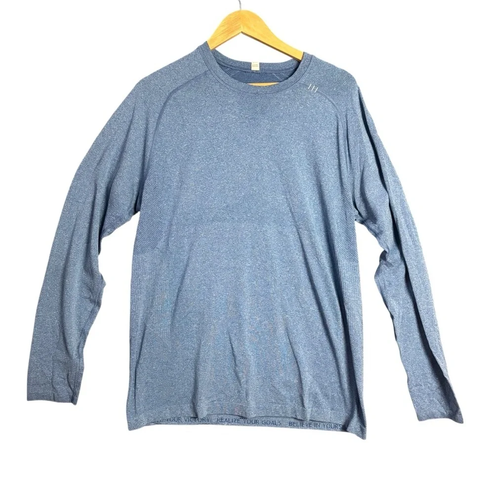 Lululemon Metal Vent Tech Long Sleeve in Heather Blue – Men’s Sz L - Picture 3 of 12